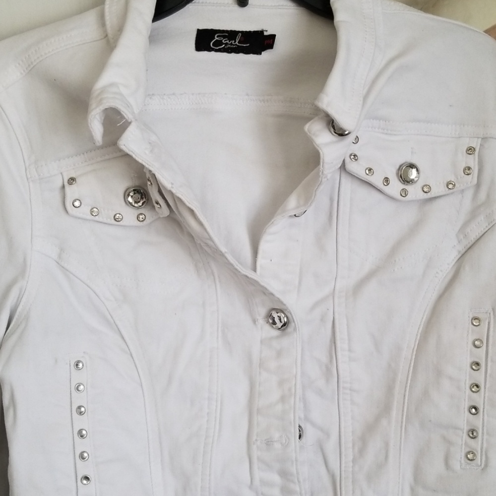 White jeweled jean jacket
